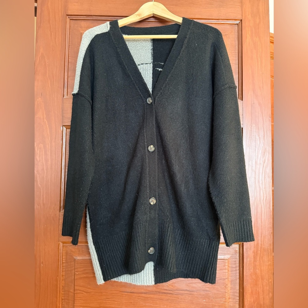 Black and Grey two-tone women’s cardigan with skull on back